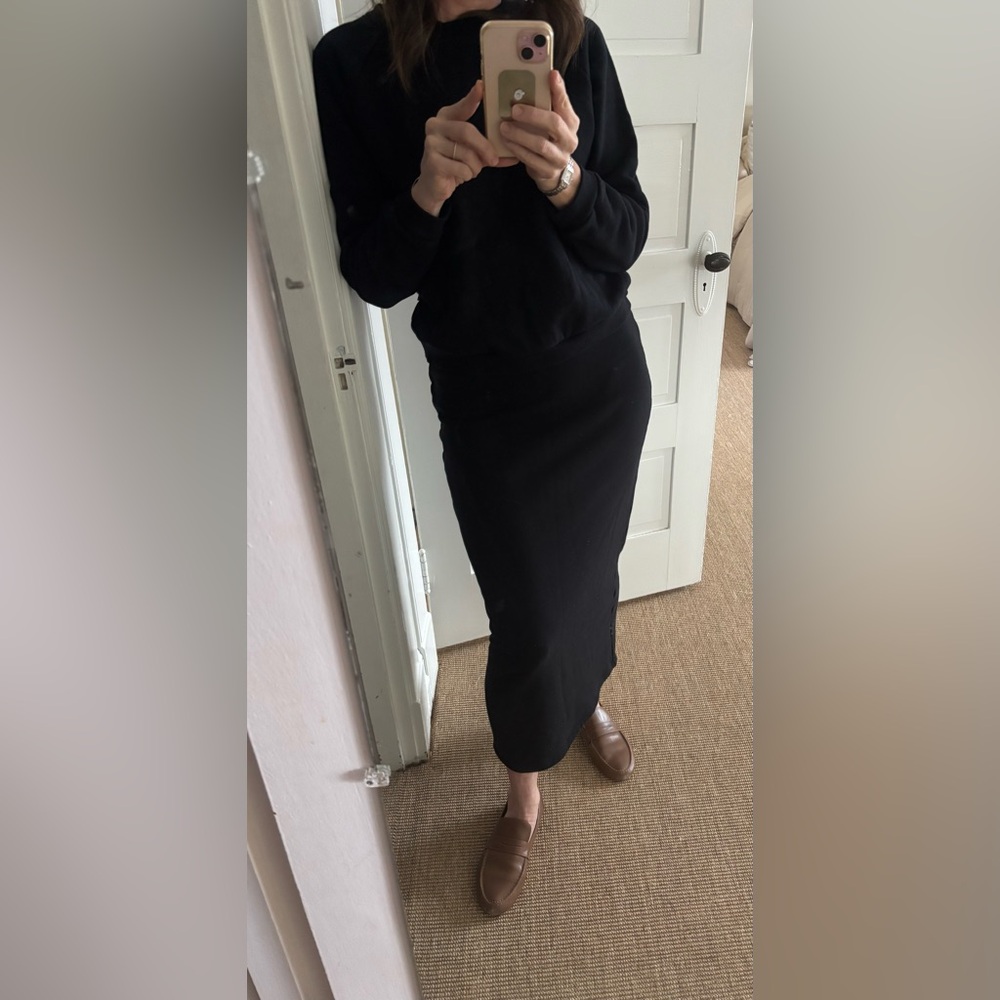 JAMIE HALLER The Sweatshirt Skirt in Black - Women's Midi Skirt - P - Picture 4 of 14